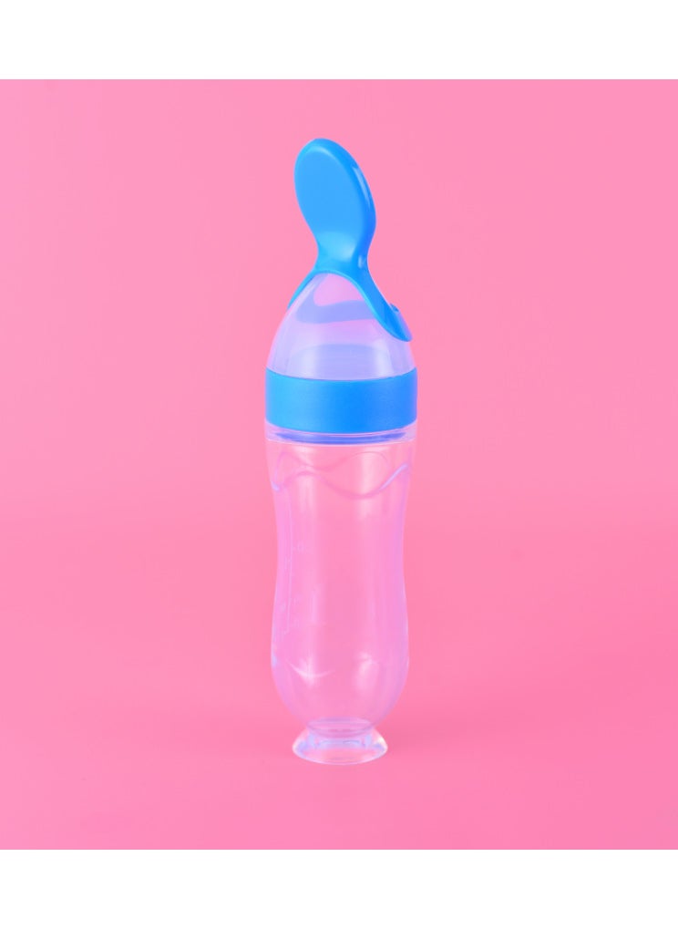 Baby Feeding Bottle with Squeeze Spoon Blue--simple decoration