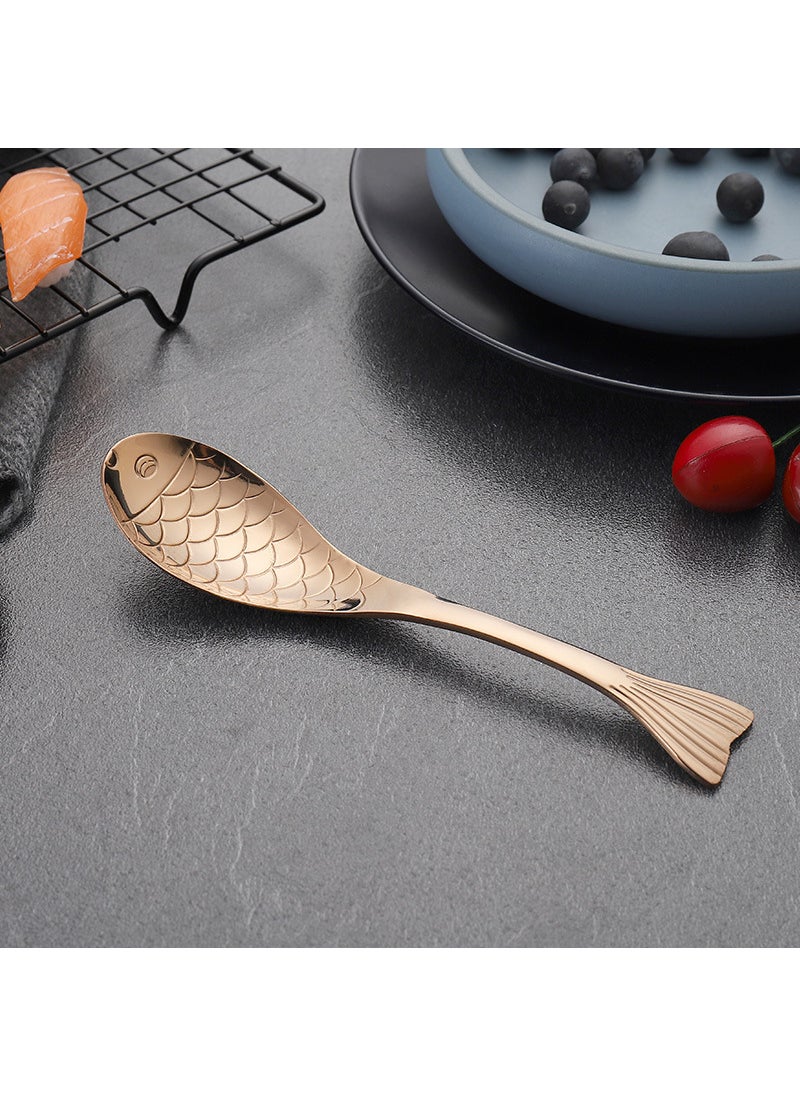 1 x 5 pcs 304 Stainless Steel Cartoon Spoon PVD Titanium Large-Rose Gold