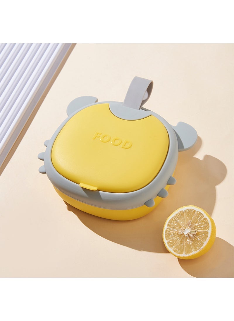 Baby Feeding Bowl Set Multifunctional Portable Lemon yellow [three-layer] send complementary food scissors + baby fork spoon