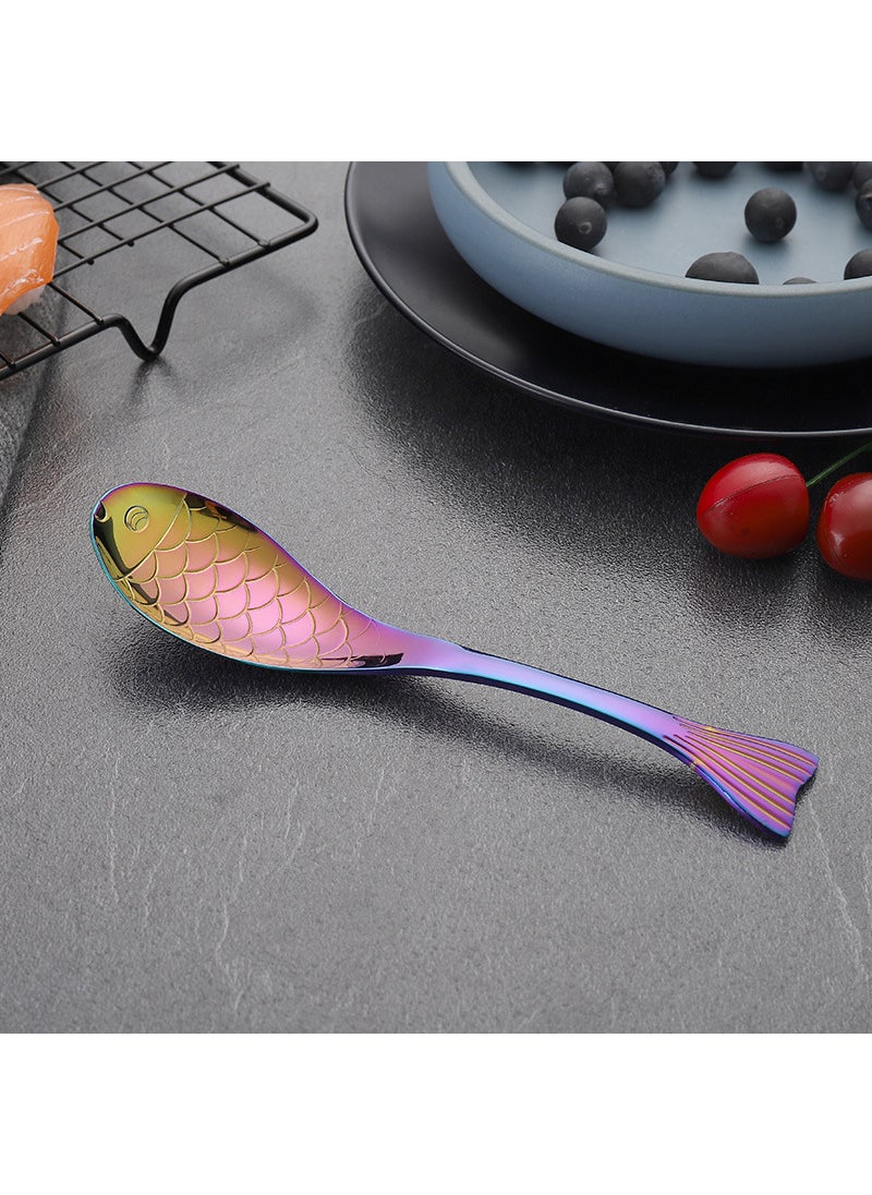 1 x 5 pcs 304 Stainless Steel Cartoon Spoon PVD Titanium Large-Color