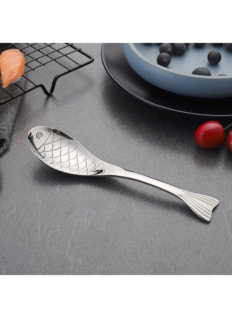 1 x 5 pcs 304 Stainless Steel Cartoon Spoon PVD Titanium Large-Silver