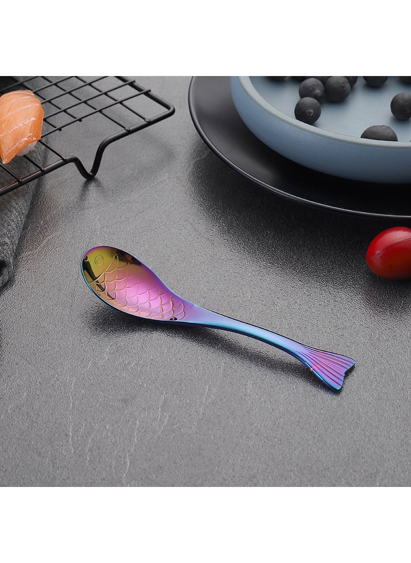 1 x 5 pcs 304 Stainless Steel Cartoon Spoon PVD Titanium Trumpet-Color