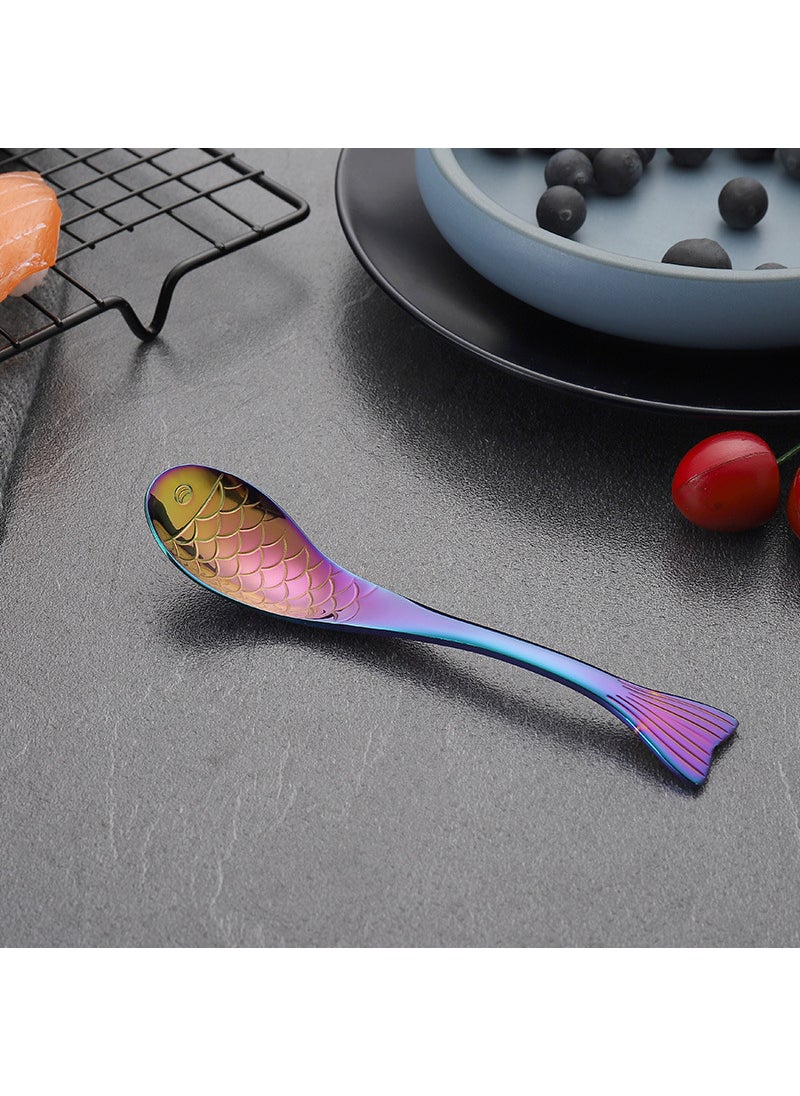 1 x 5 pcs 304 Stainless Steel Cartoon Spoon PVD Titanium Medium-Color