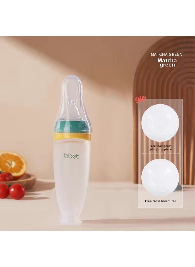 Silicone Baby Feeding Spoon Bottle Green