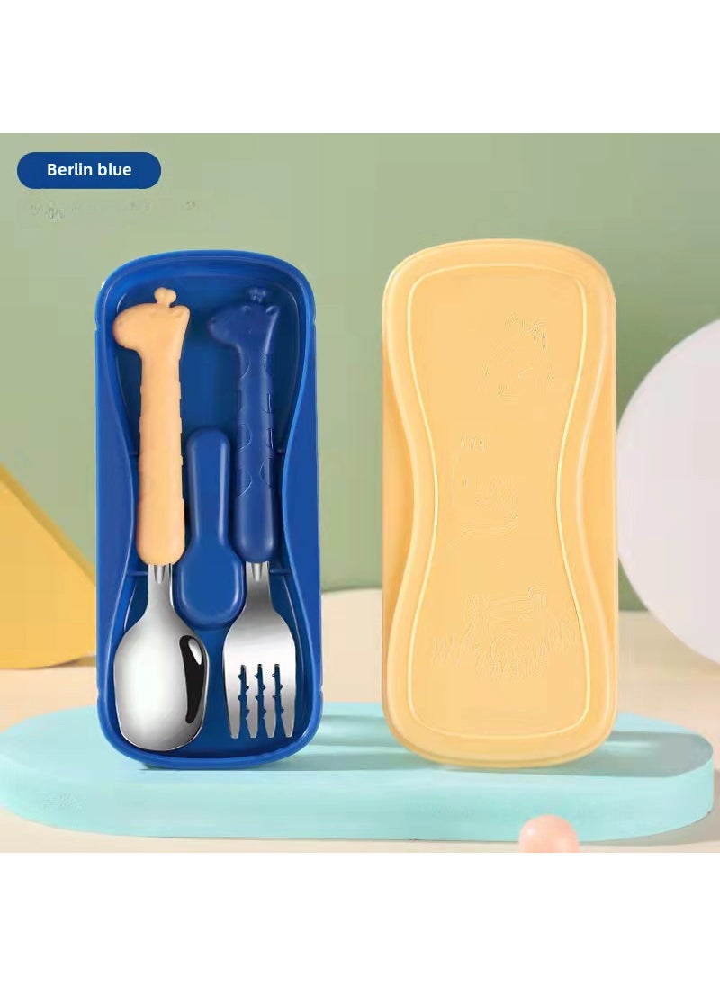 Kids Cartoon Stainless Steel Cutlery Set [Berlin Blue]]