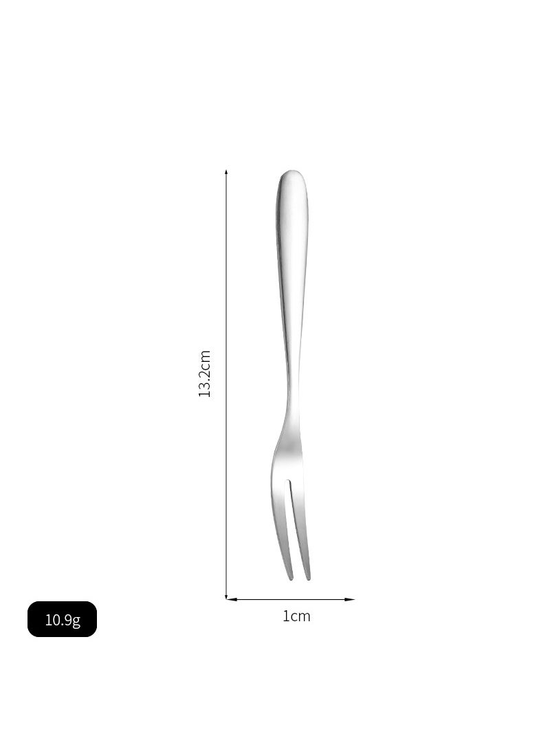 1 x 5 pcs Stainless Steel Fruit Forks for Desserts, Cakes 410 thick two-tooth fork (length 13.2cm, width 1cm, weight 10.9)