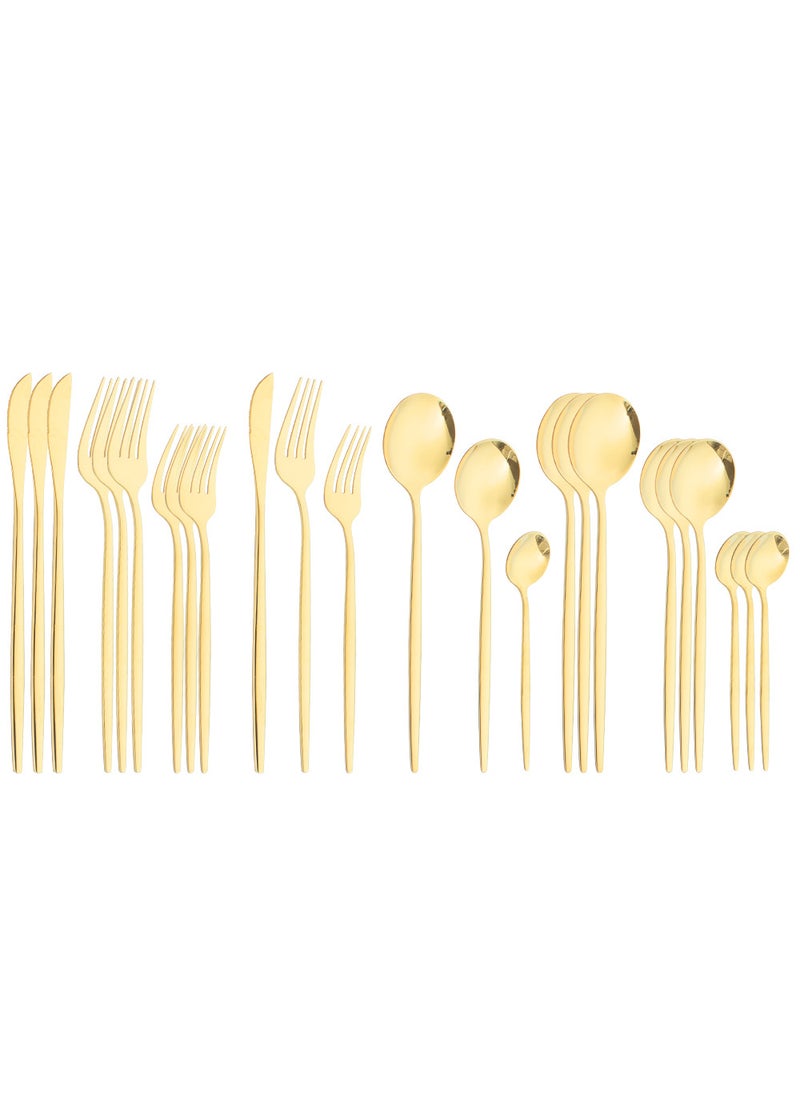 1 x 5 pcs 24-Piece Stainless Steel Cutlery Set Gold 24-piece set