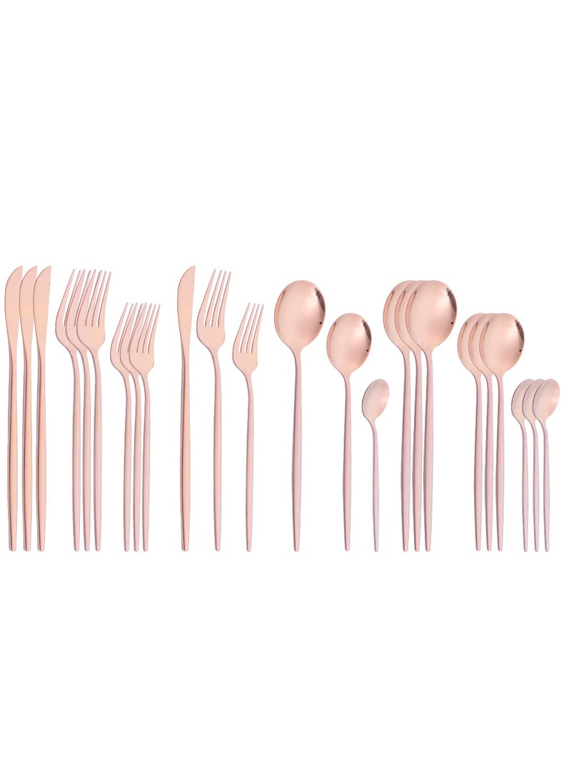 1 x 5 pcs 24-Piece Stainless Steel Cutlery Set Rose gold 24 piece set