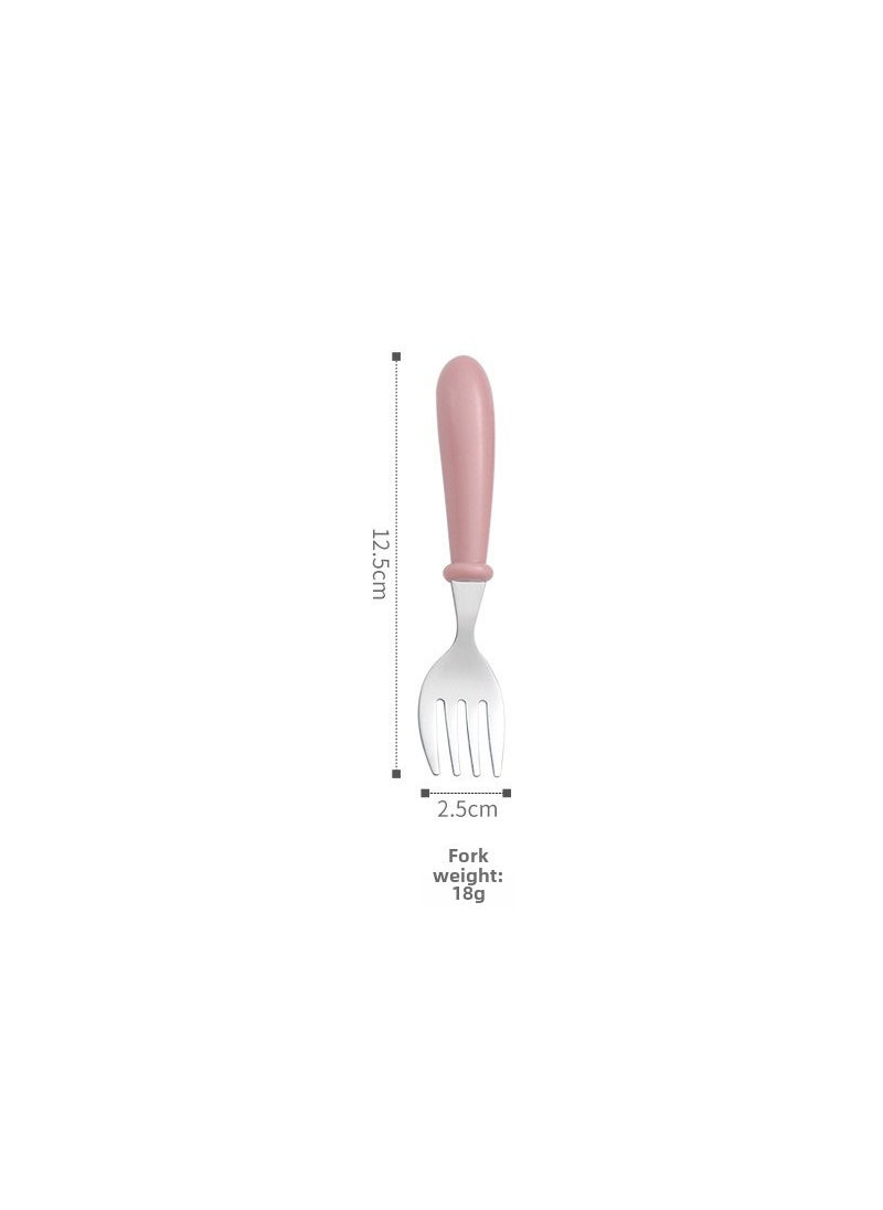 1 x 5 pcs Nordic Tri-color Portable Stainless Steel Kids Cutlery Set with Cartoon Gift Box Pink fork]