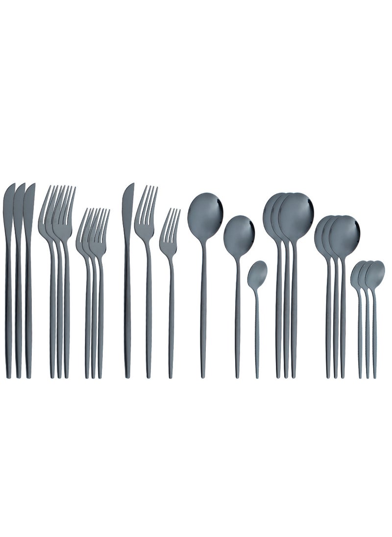 1 x 5 pcs 24-Piece Stainless Steel Cutlery Set Black 24-piece set