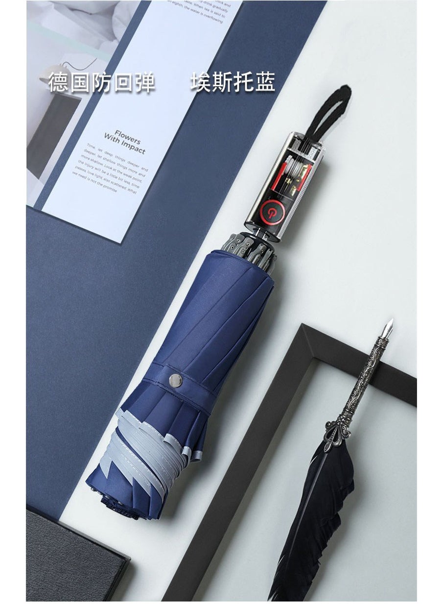 Automatic Reverse Umbrella Large Sunproof Dual-use Blue