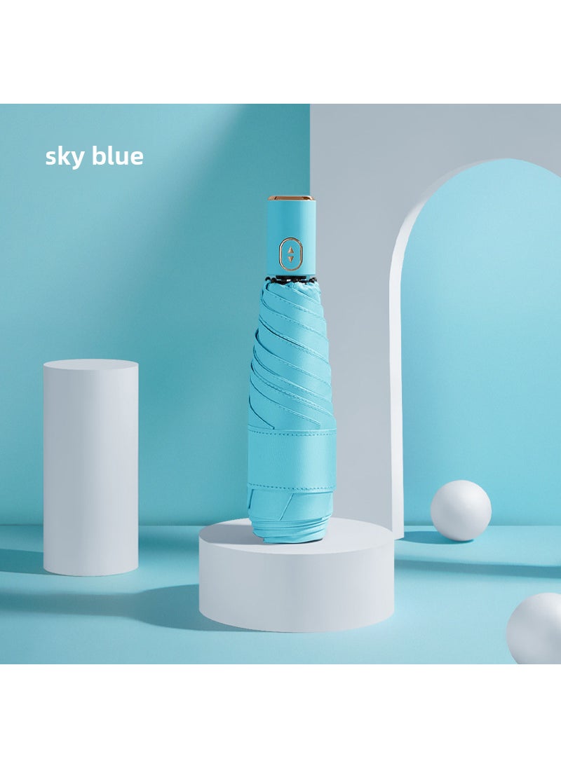 Compact Automatic Sun-and-Rain Umbrella Sky Blue