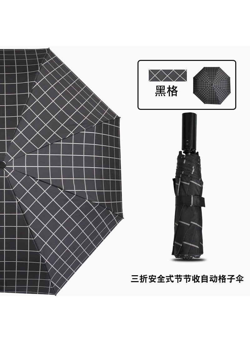 1 x 5 pcs Automatic Anti-UV Double-Size Sun Rain Umbrella Black grid