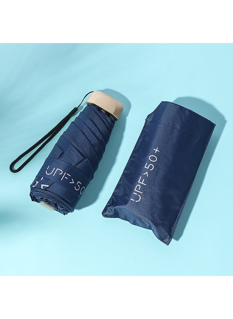 UPF50+ Compact UV Protection Sunscreen Umbrella Navy blue UPF greater than 50 +