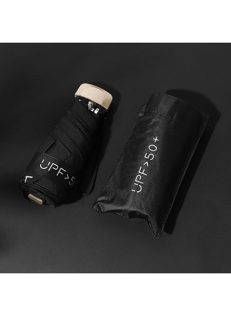 UPF50+ Compact UV Protection Sunscreen Umbrella Black UPF greater than 50 +