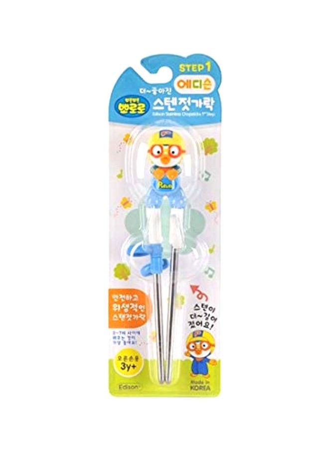 Pororo Training Chopsticks Blue/White/Silver