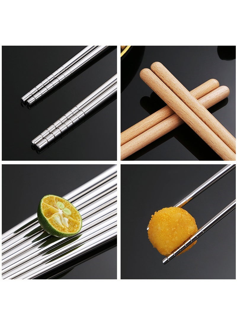 Stainless Steel 304 Extended Wooden Handle Chopsticks 40cm All-steel chopsticks