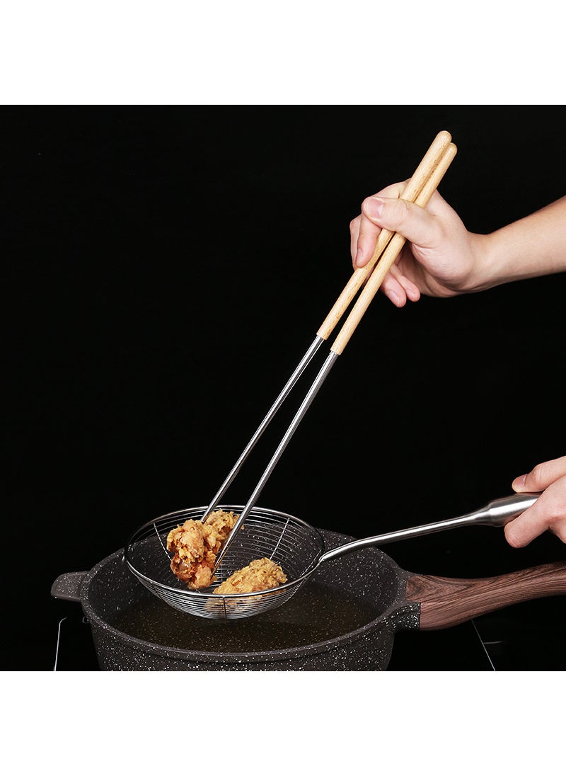 Stainless Steel 304 Extended Wooden Handle Chopsticks 40cm All-steel chopsticks