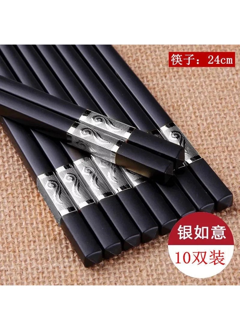 Chopsticks Alloy Chopsticks Jinfu 24cm High-end High-temperature Resistant Non-moldy Non-slip Chopsticks Hotel Commercial Kitchen Household Chopsticks