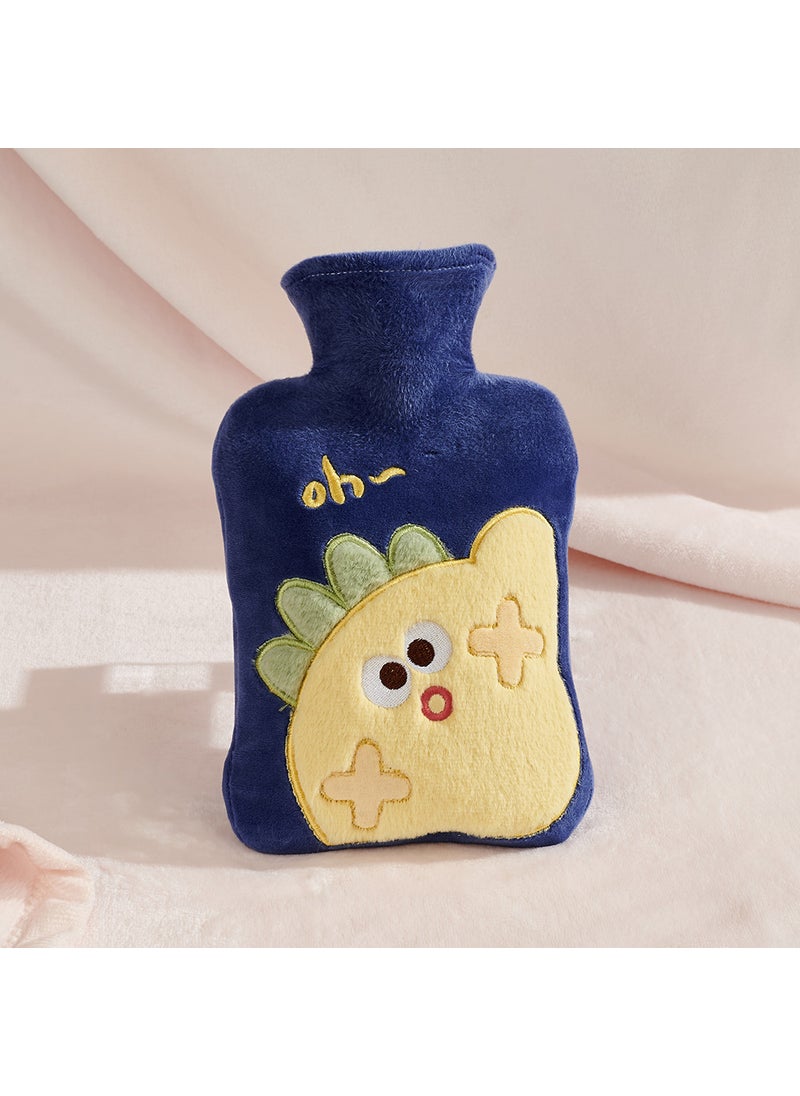 Water-filled hot water bag student cute water injection warm handbag girl portable cartoon cute plush hand warmer artifact Dark blue—2000ml hot water bottle ZR022