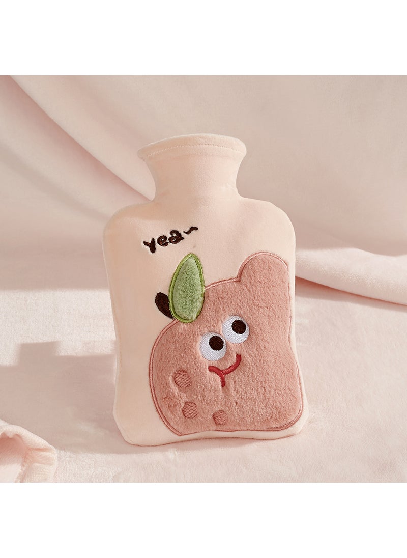 Water-filled hot water bag student cute water injection warm handbag girl portable cartoon cute plush hand warmer artifact Pink-1000ml hot water bag ZR021