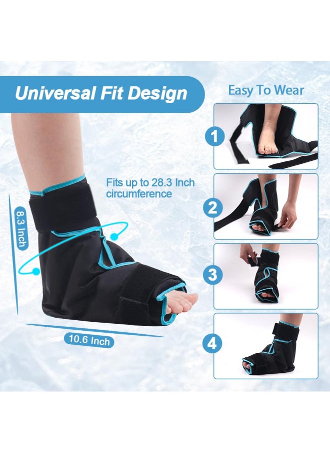 NEWGO Ankle Foot Ice Pack Wrap for Plantar Fasciitis, Reusable Gel Foot Cold Pack Hot Cold Therapy Wrap for Achilles Tendonitis, Swelling, Sprained Ankles and Heels