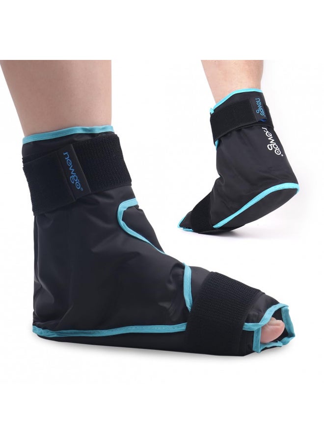 NEWGO Ankle Foot Ice Pack Wrap for Plantar Fasciitis, Reusable Gel Foot Cold Pack Hot Cold Therapy Wrap for Achilles Tendonitis, Swelling, Sprained Ankles and Heels