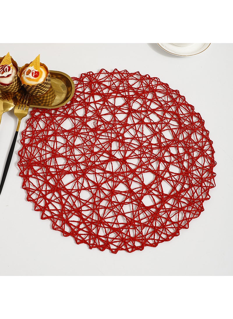 1 x 5 pcs Japanese Style Hollow-Out Paper Placemat Red