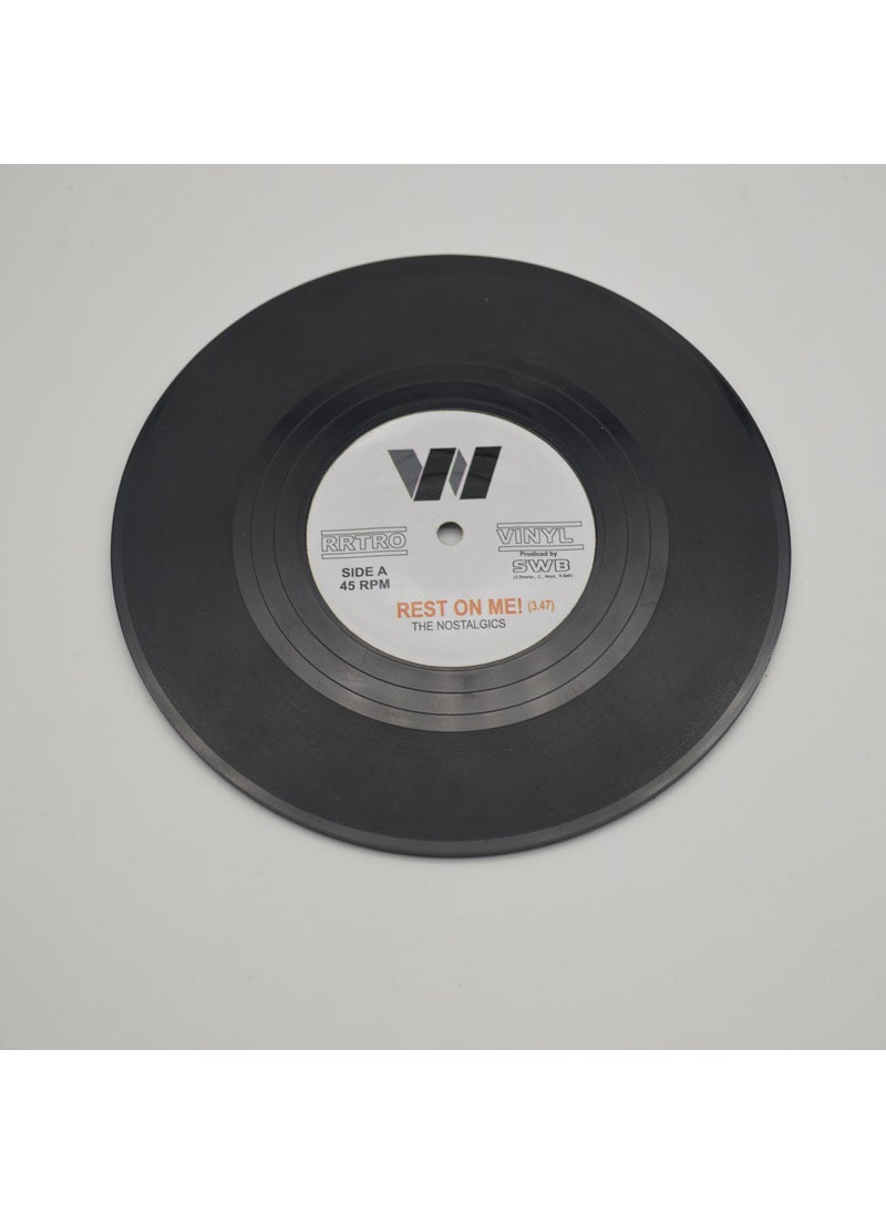 1 x 5 pcs Vintage Vinyl Record Coasters, Non-Slip, Heat-Resistant Style two (OPP bag)