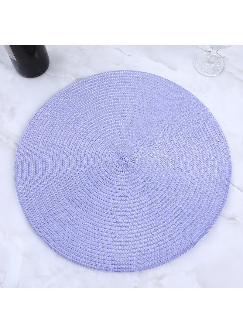 1 x 5 pcs Nordic Style PP Woven Placemats Round Non-Slip Heatproof Light purple