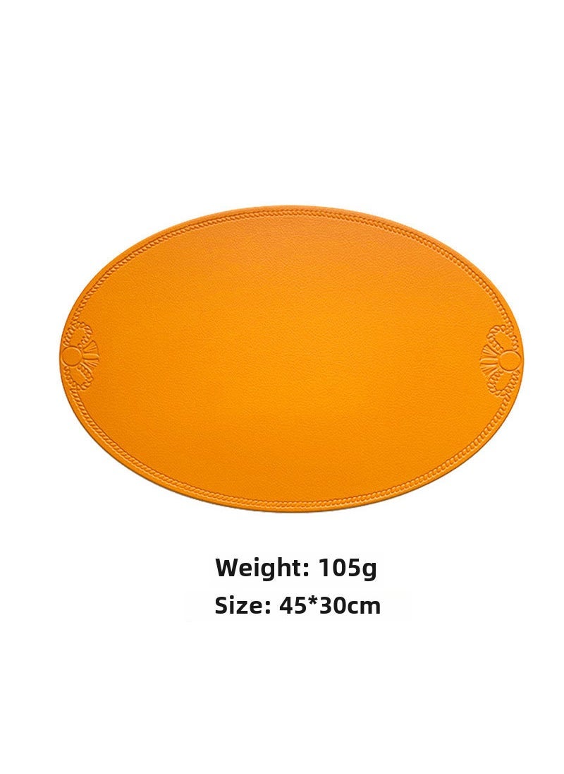 Vintage Leather Dining Mat Heat-Resistant Waterproof Orange