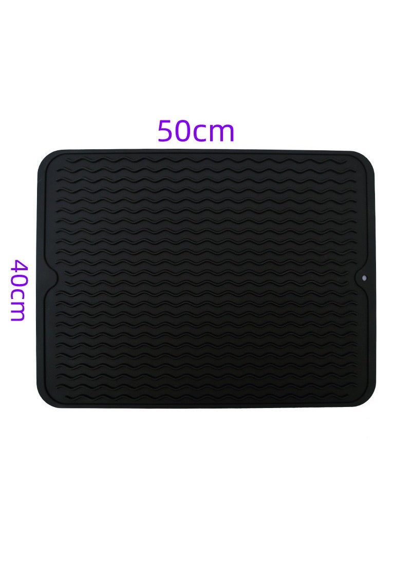 1 x 5 pcs Nordic Large Silicone Draining Mat Hot Selling Black 40 * 50CM