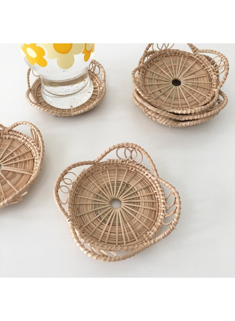 Internet Famous ins Rattan Coaster Handmade Braided Coaster Insulation Mat Bamboo Coaster Mat Tea Mat Tableware Mat Wholesale Pre-sale rattan placemats XL size T020XL