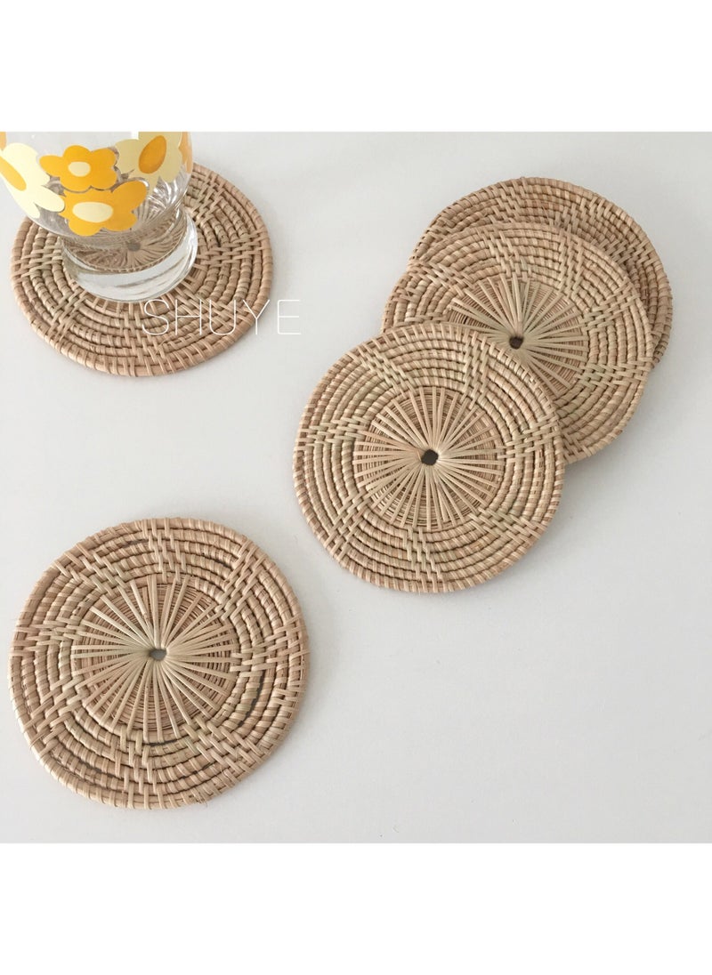 Internet Famous ins Rattan Coaster Handmade Braided Coaster Insulation Mat Bamboo Coaster Mat Tea Mat Tableware Mat Wholesale Pre-sale rattan placemats XL size T020XL