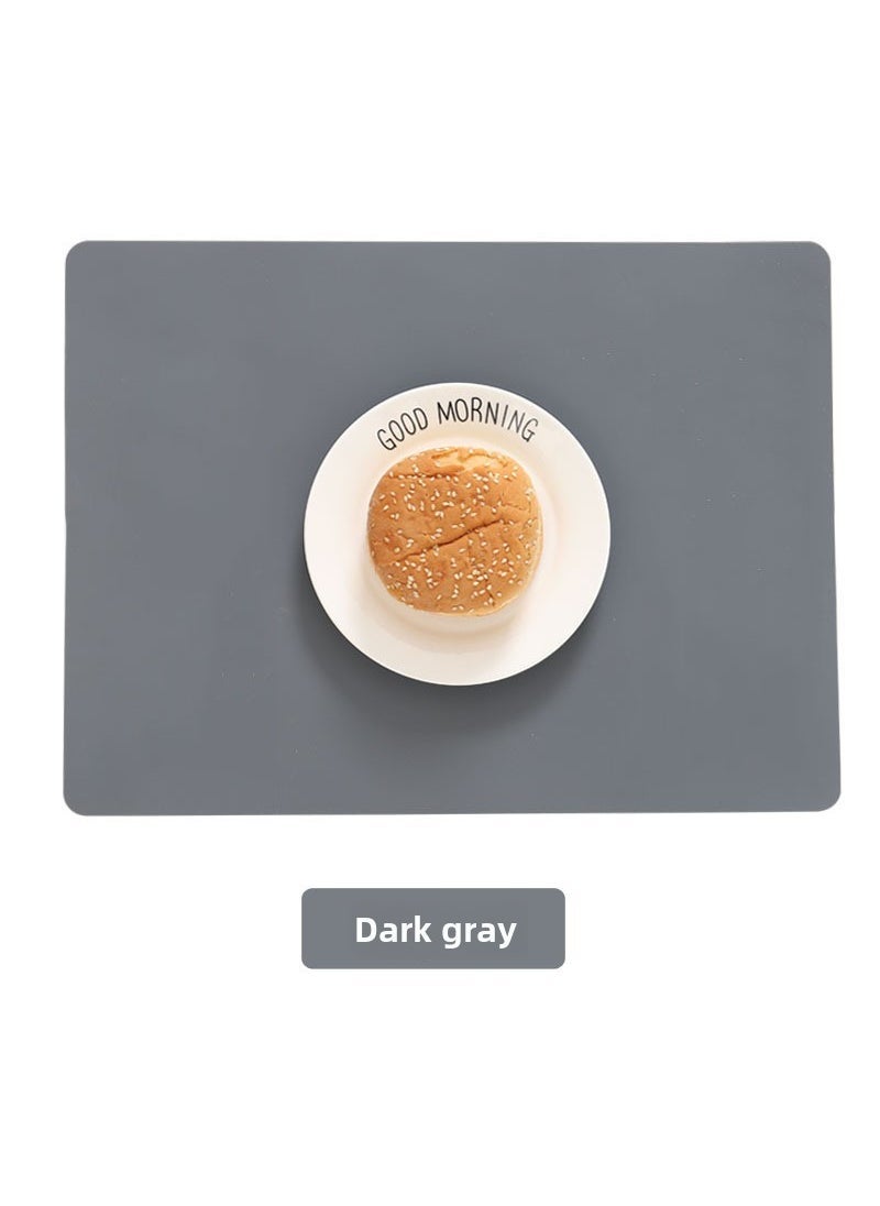 1 x 5 pcs Nordic Silicone Placemats Child-Proof Heat-Resistant Dark gray