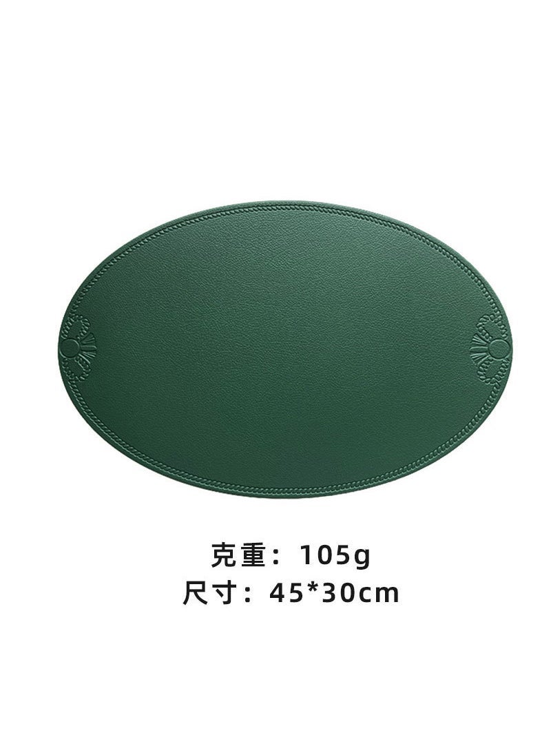 Vintage Faux Leather Placemat Heat-Resistant Green bow oval