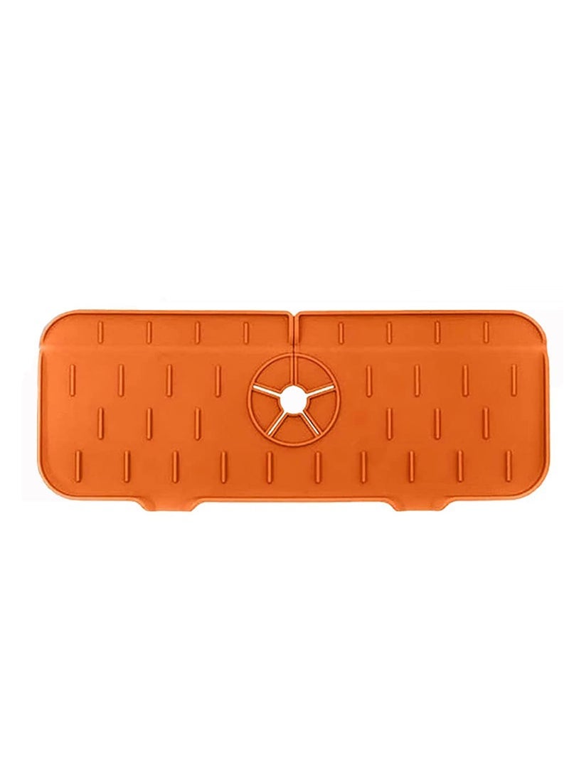 Cross-border foreign trade new silicone kitchen faucet splash-proof handle drip collection tray draining pad sponge drying pad Orange