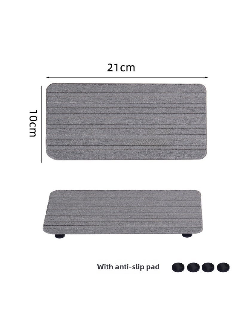 Absorbent Diatomite Coaster Set for Home Dark gray 21 * 10cm arc edge [with foot pad]]