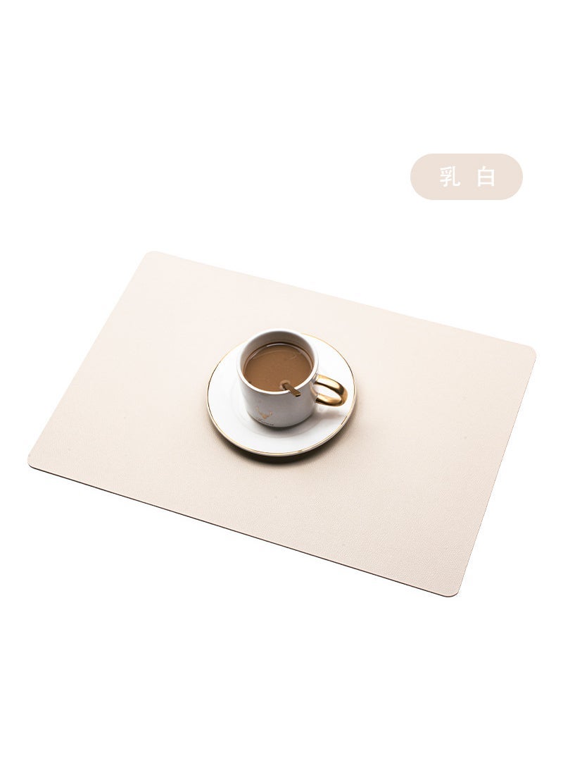 Cross-border Nordic Style PU Leather Placemat Heat Insulation Mat Table Mat Non-slip Heat-resistant Household Round Square Western Placemat Square Milky White