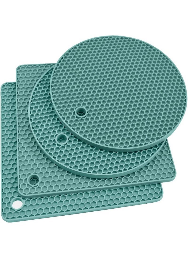 1 x 5 pcs 4-Piece Kitchen Silicone Tableware Set Dark green