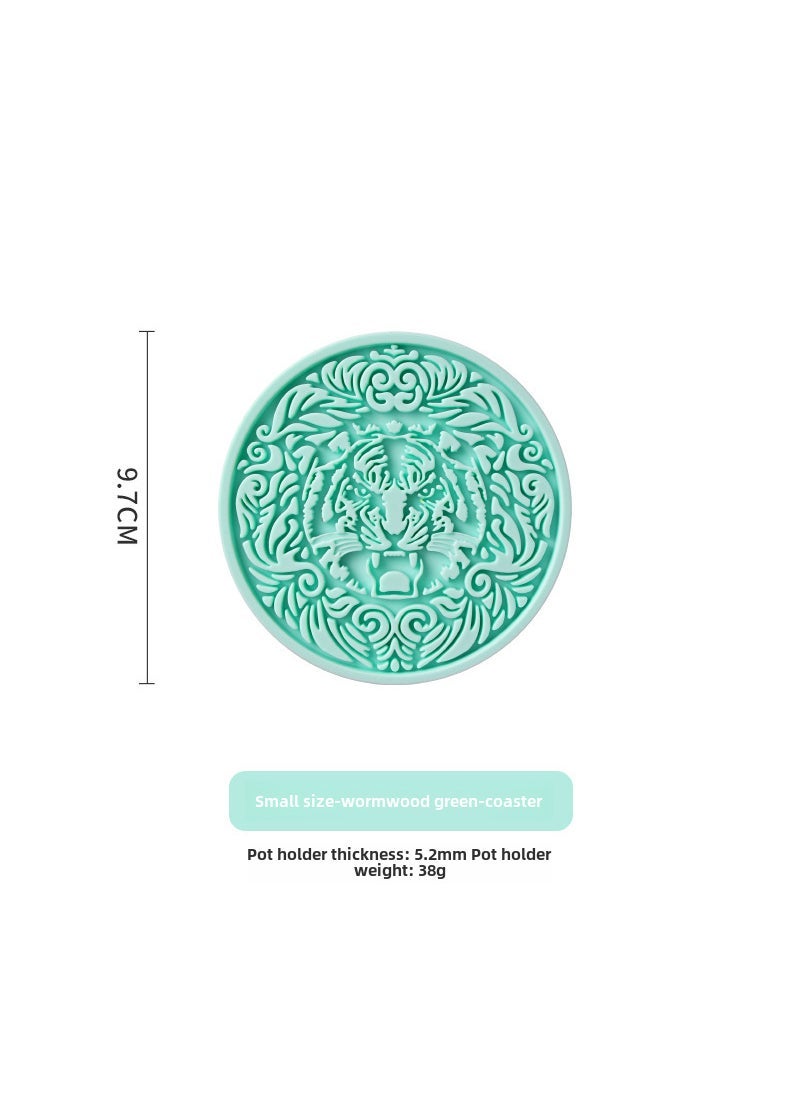 Tiger Silicone Coasters Round Thick Insulation Pads Wormwood Green