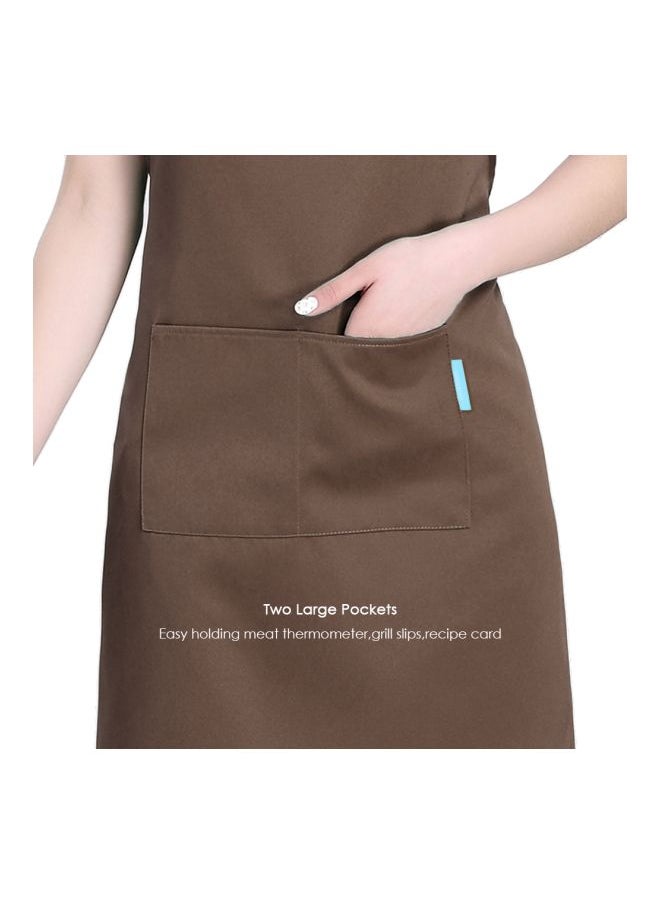 2-Piece Cooking Apron With Adjustable Neck Belt Coffee 66x66x75centimeter