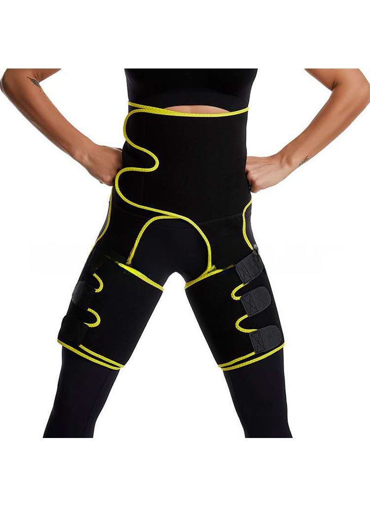 Womens Abdominal Trainer Neoprene Hip Shaper Adjustable Hip Lifting Waist Belt Sweating Belt Yellow