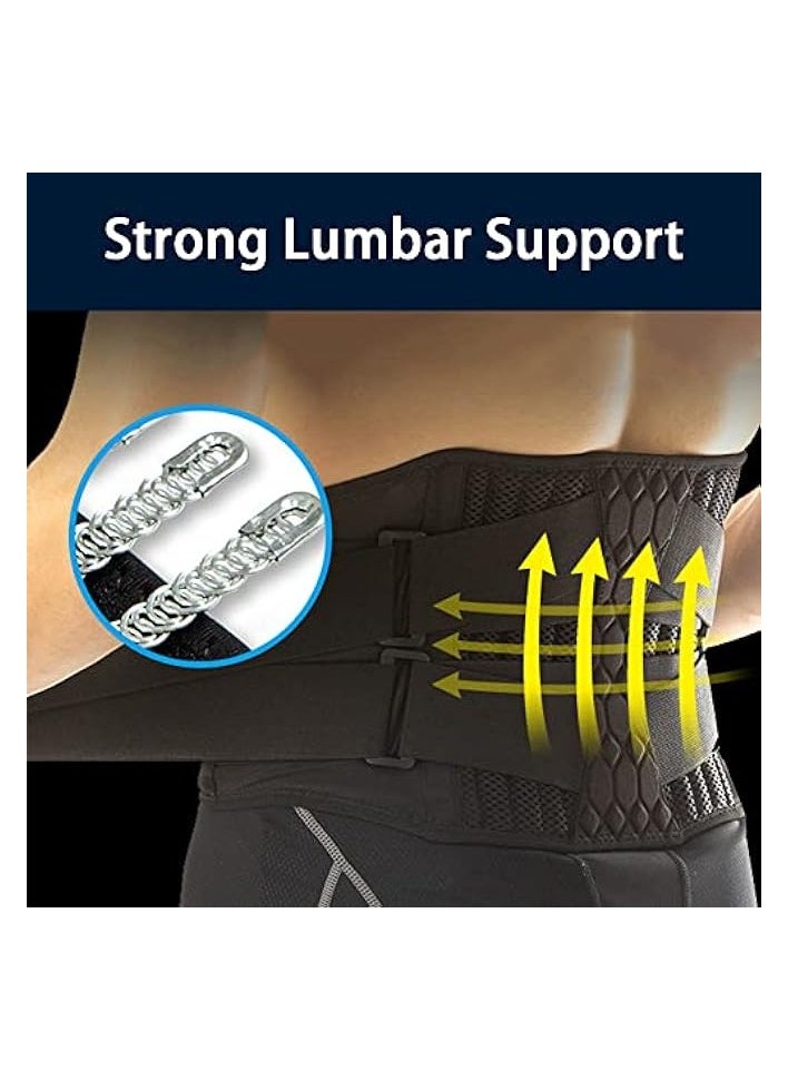 Lumbar Waist Support Belt Strong Lower Back Brace Support Corset Belt Waist Trainer Sweat Slim Belt for Sports Pain Relief (Large)