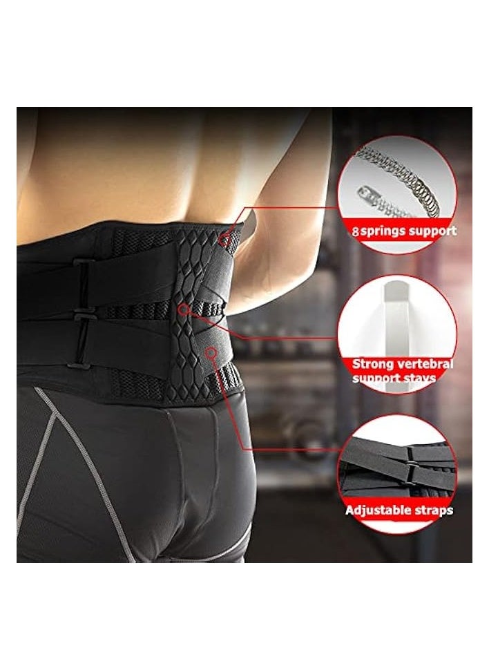 Lumbar Waist Support Belt Strong Lower Back Brace Support Corset Belt Waist Trainer Sweat Slim Belt for Sports Pain Relief (Large)