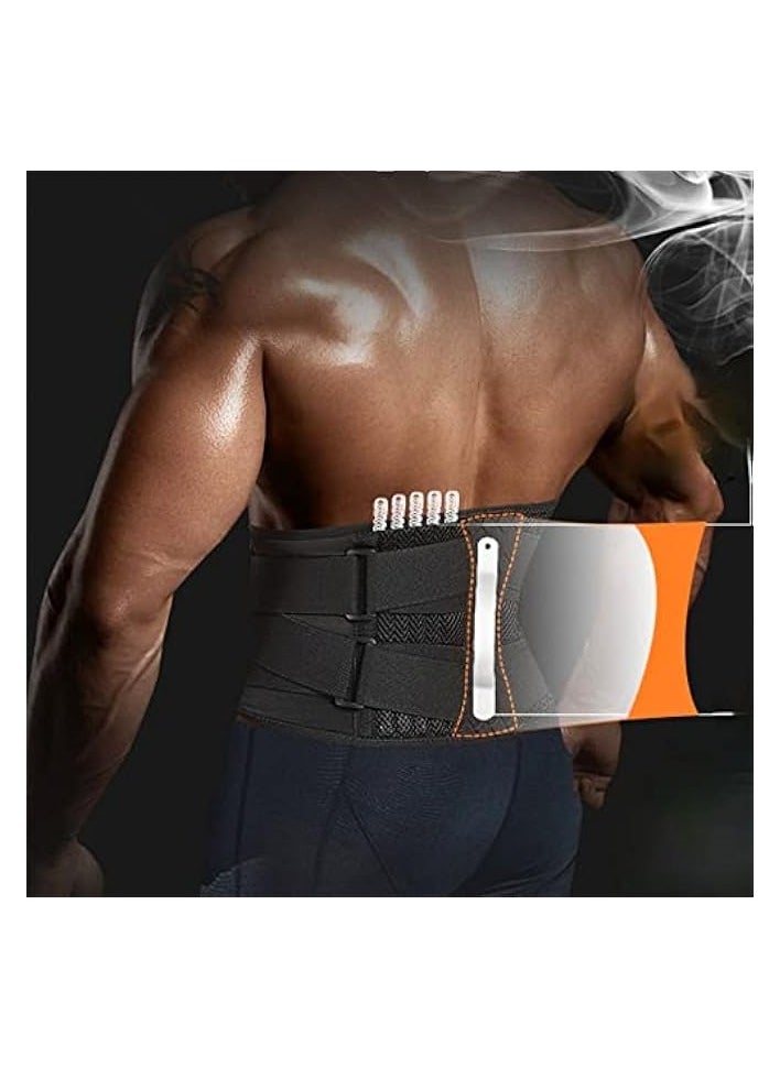 Lumbar Waist Support Belt Strong Lower Back Brace Support Corset Belt Waist Trainer Sweat Slim Belt for Sports Pain Relief (Large)