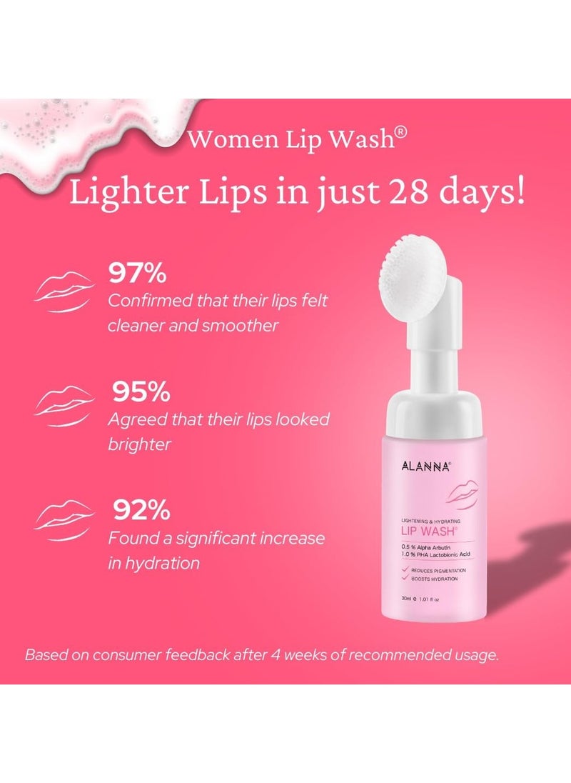 Lip Wash for Women | Hydration Boost | Soft & Smooth Lips | Cleanses & Hydrates | 0.5% Alpha Arbutin & PHA Lactobionic