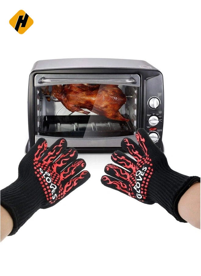 Cooking Gloves Extreme Heat Resistant Long Forearm Protection Grilling Cooking Gloves Grill & Kitchen Accessories