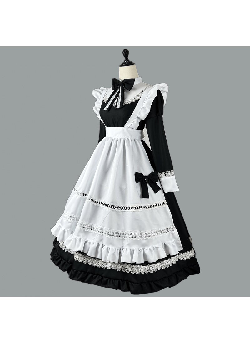 British Style Long Sleeve Maid Costume Cute Plus Size Dress Long style