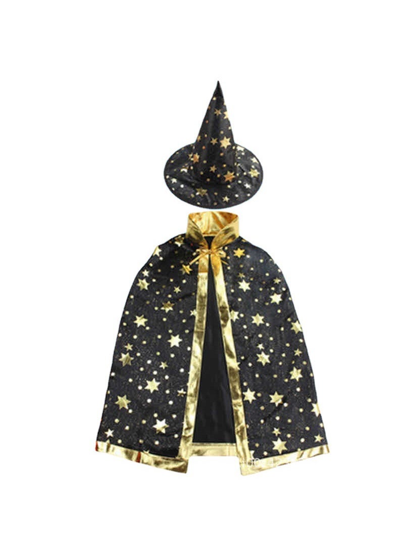 1 x 5 pcs Kids Halloween Cloak Five-Star Costume Cape Black